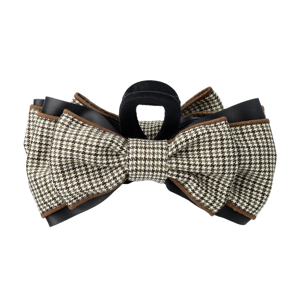 Layered Plaid Bow Hair Claw