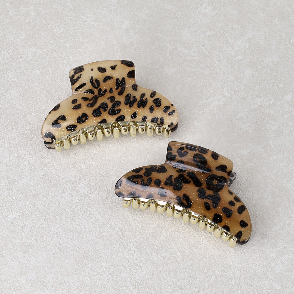Glittery Leopard Pattern Hair Claw