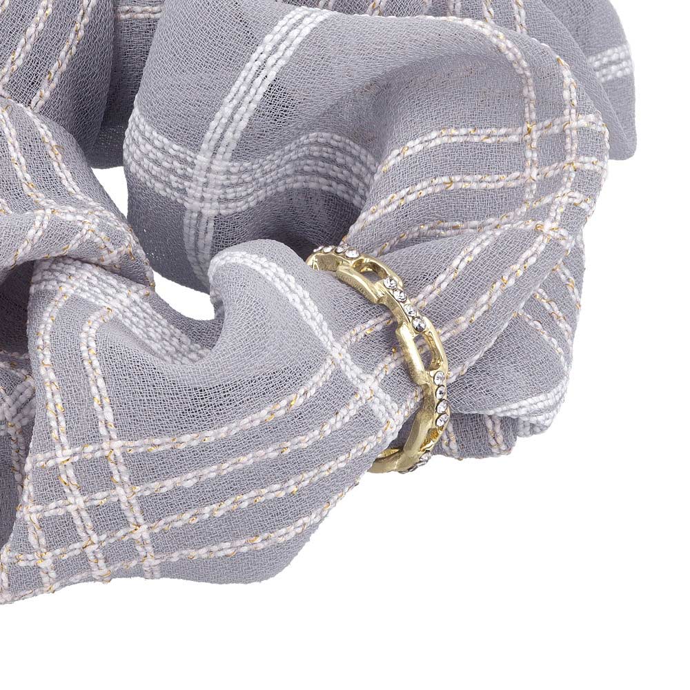 Ring Detail Plaid Scrunchie