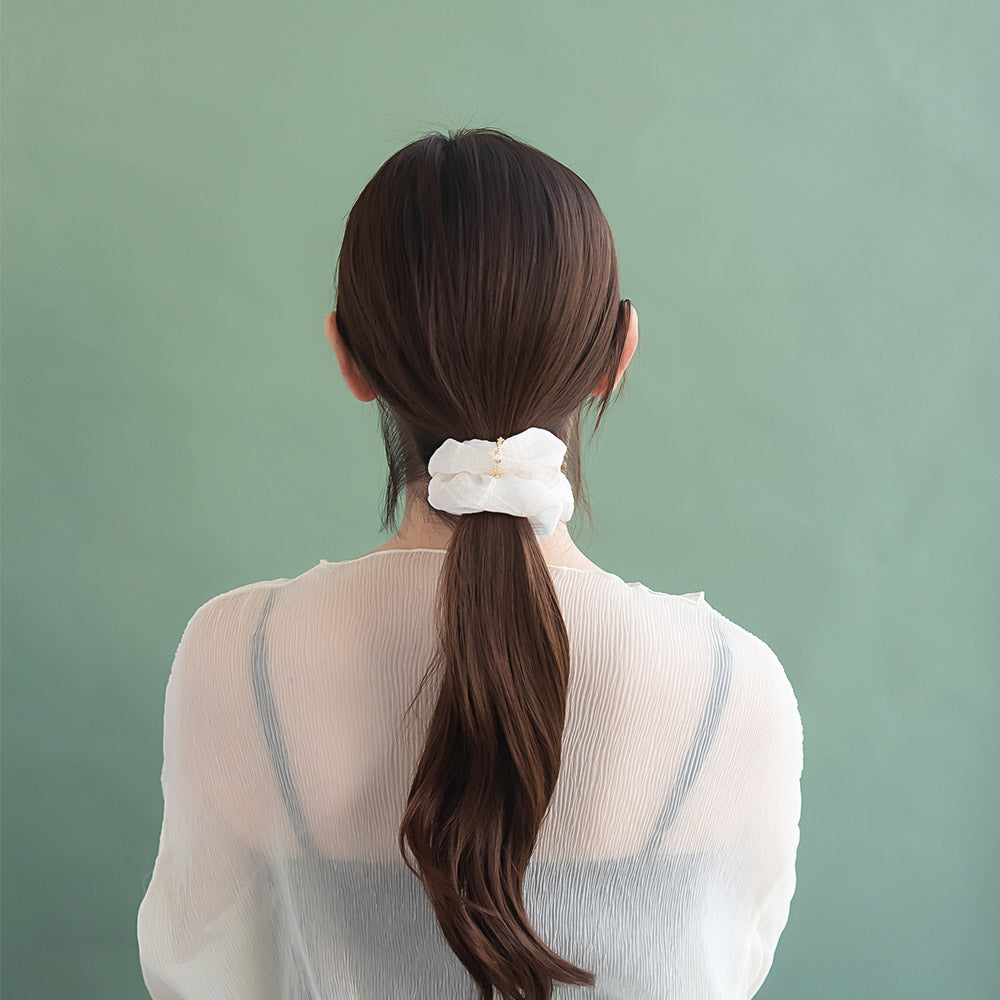 Ring Detail Plaid Scrunchie