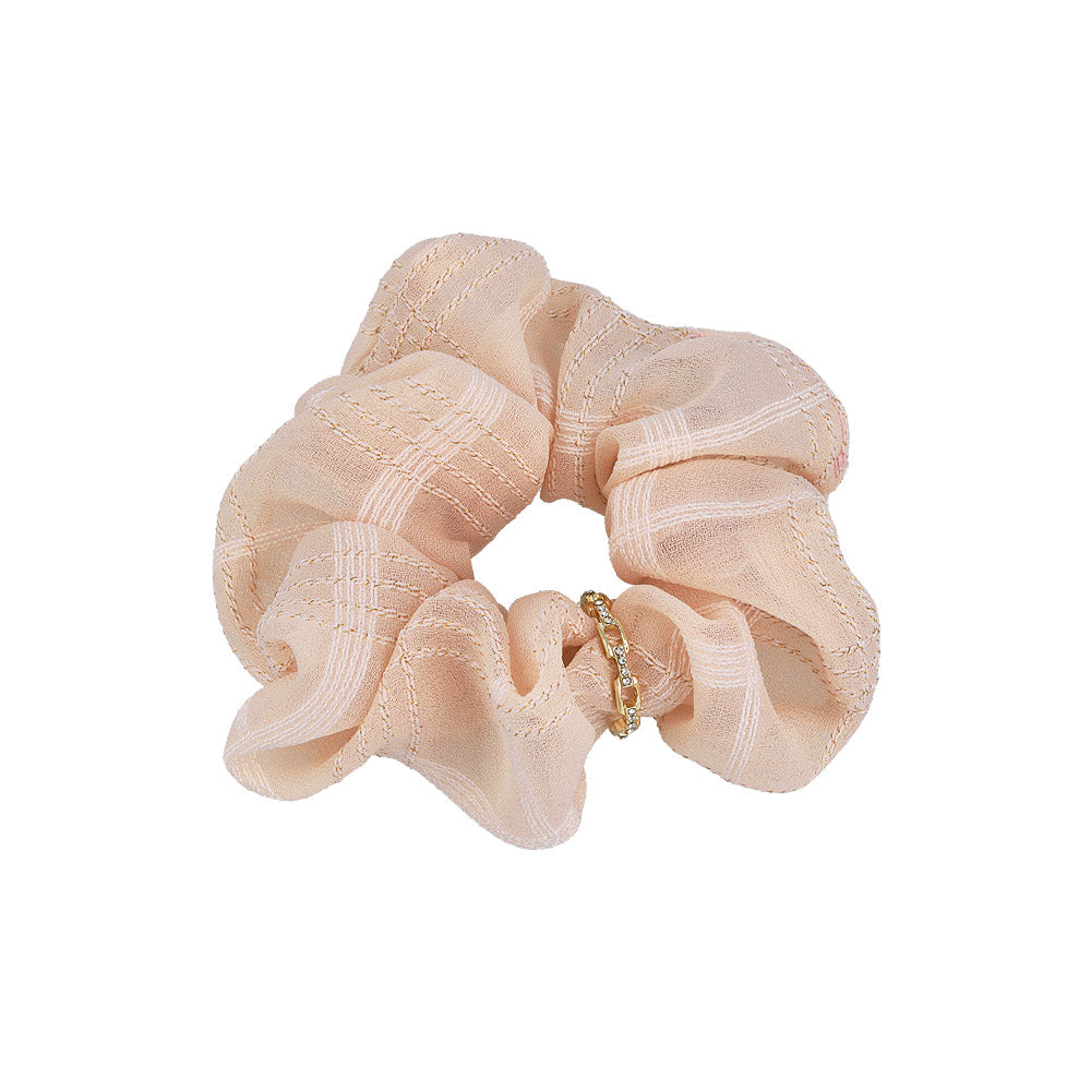 Ring Detail Plaid Scrunchie