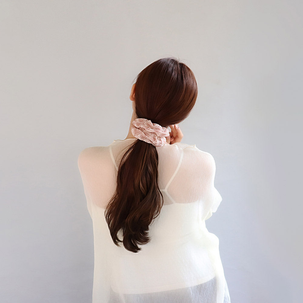 Floral Triangle Embroidery Scrunchie