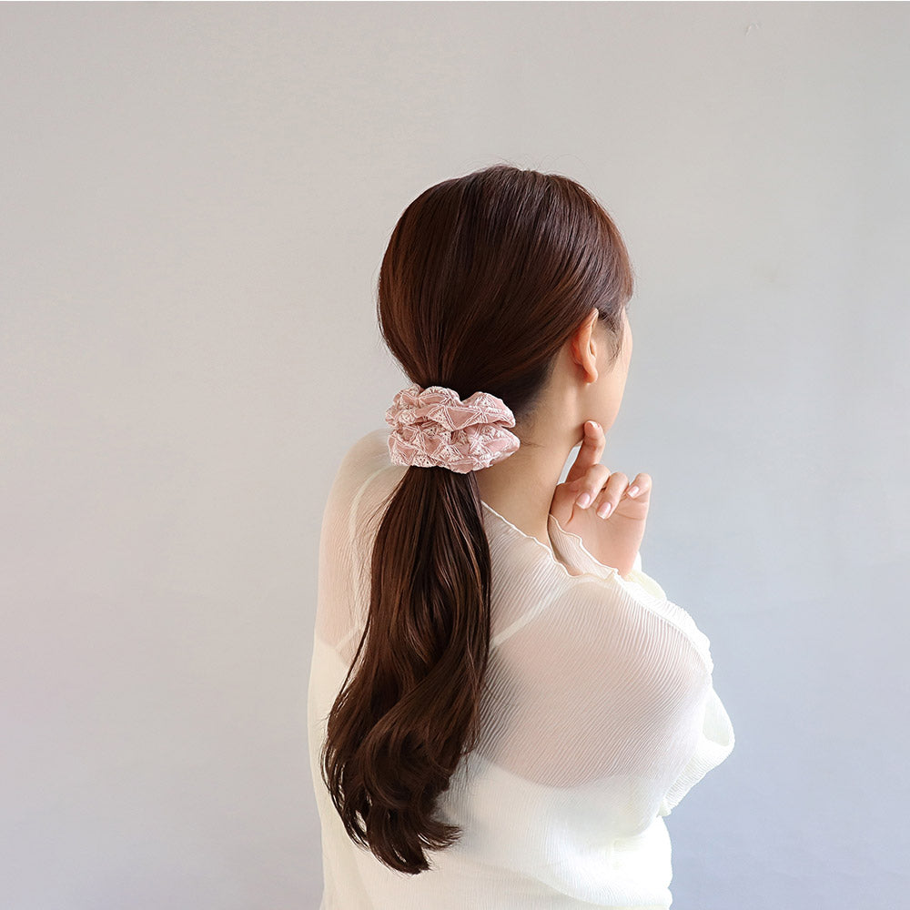 Floral Triangle Embroidery Scrunchie
