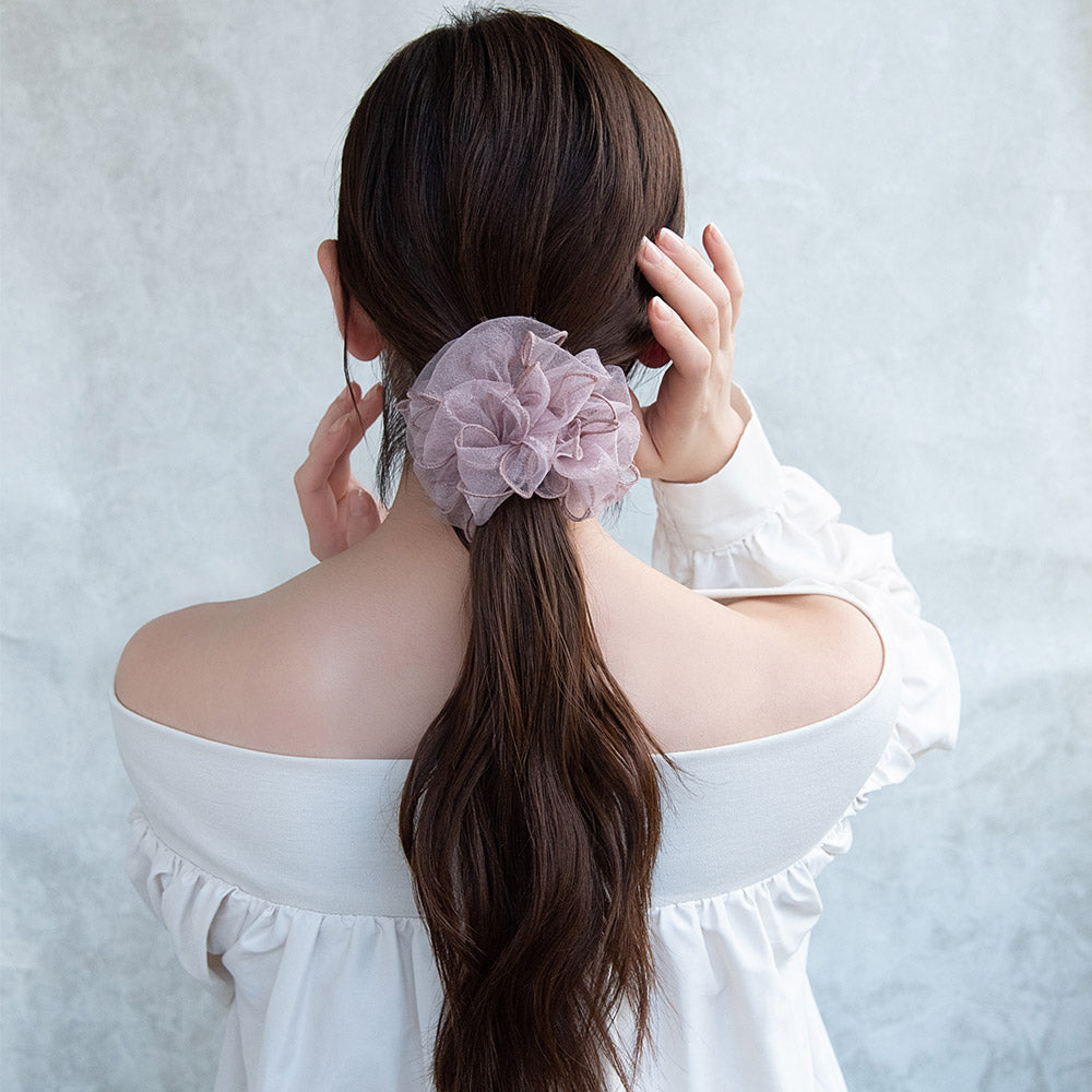 Ruffle Shimmering Hair Scrunchie