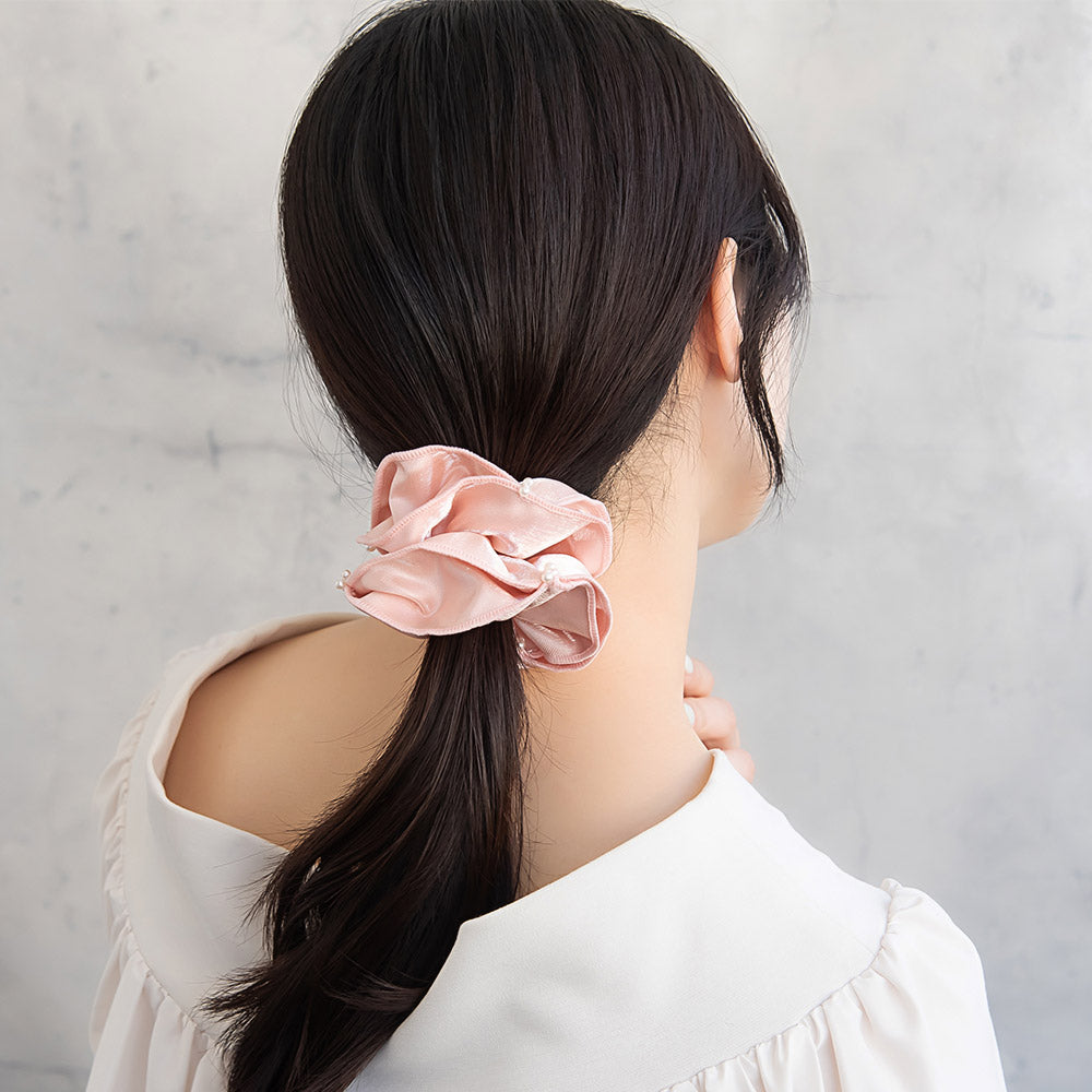Pearl Edge Satin Scrunchie