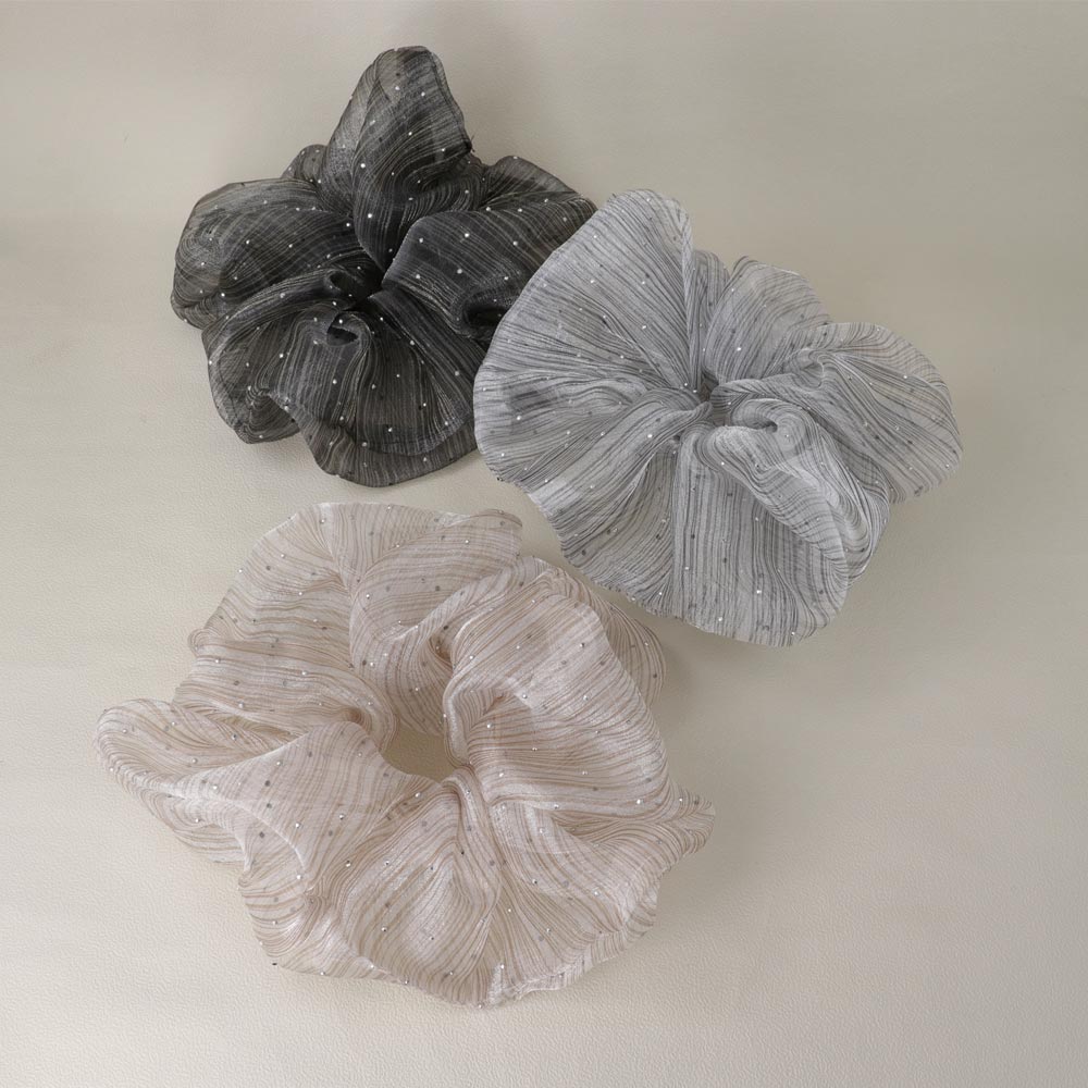 Sheer Stripe Metallic Dot Scrunchie