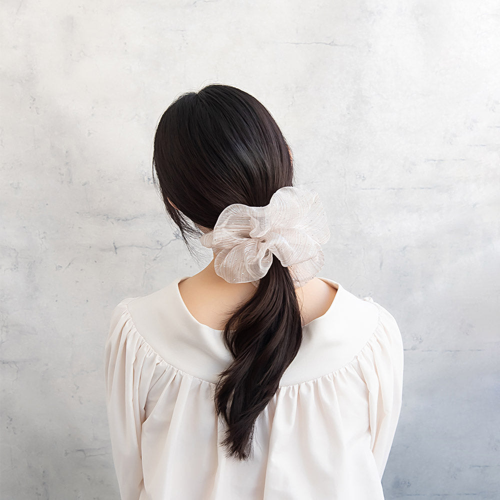 Sheer Stripe Metallic Dot Scrunchie