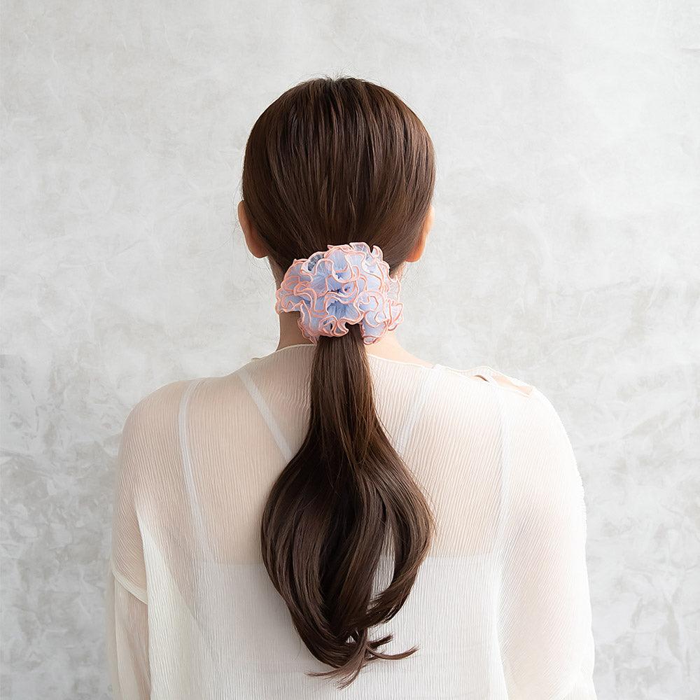 Colored Edge Ruffled Scrunchie