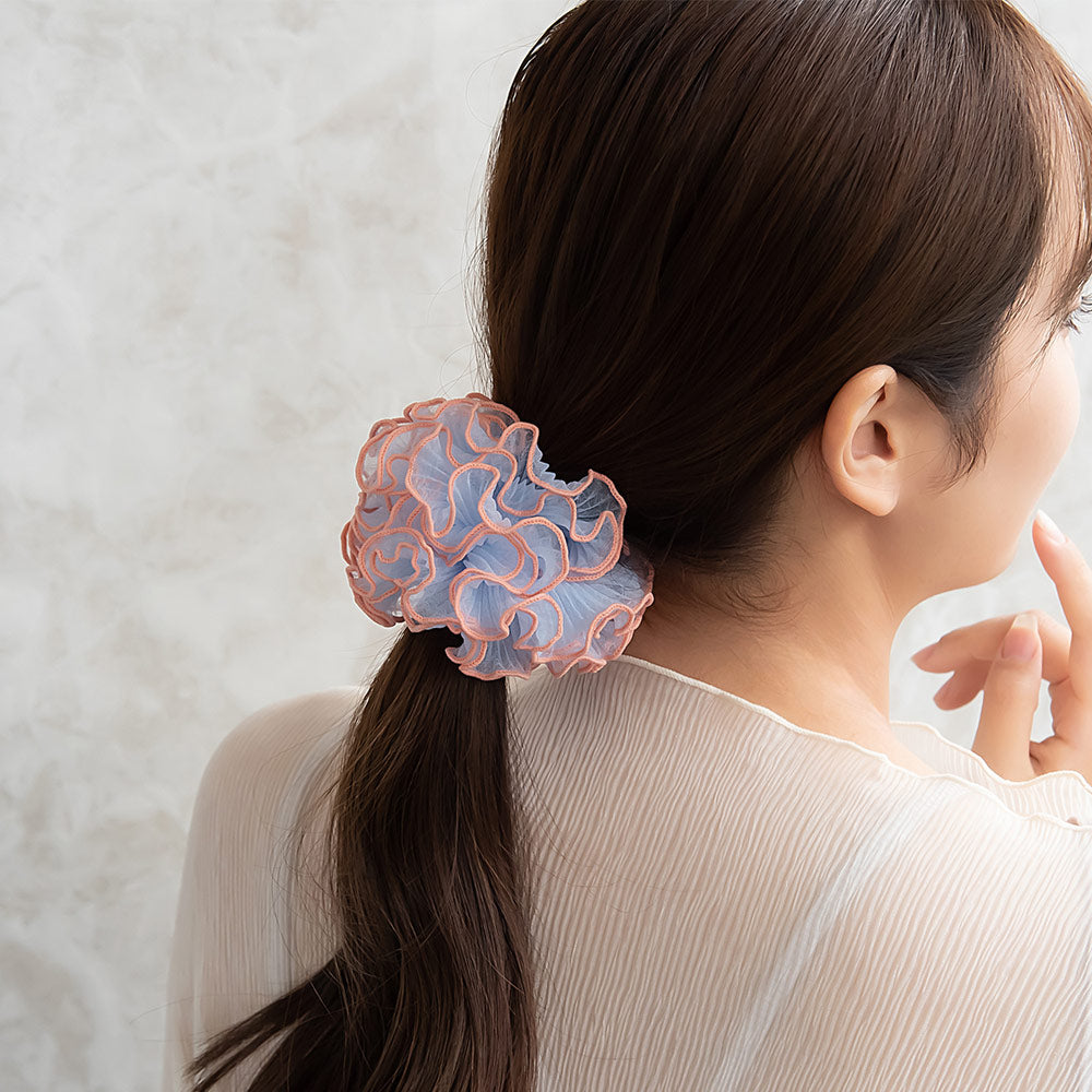 Colored Edge Ruffled Scrunchie