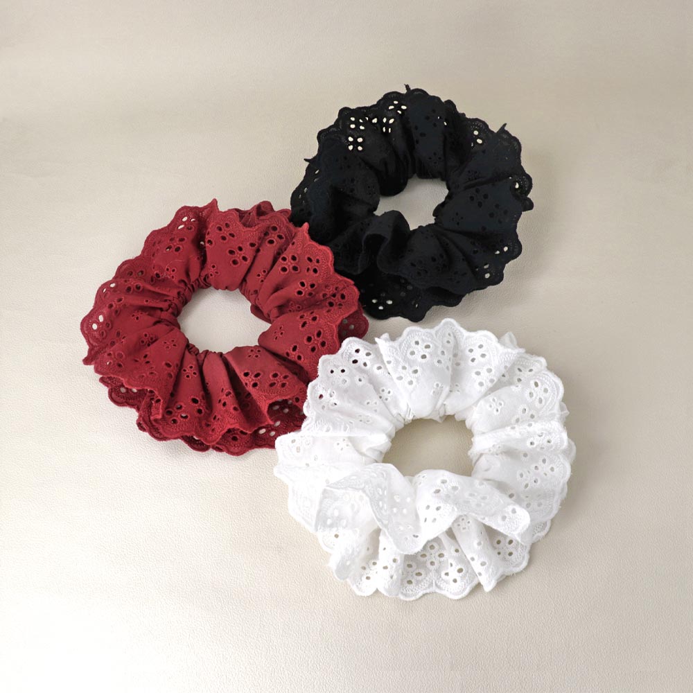 Floral Lace Ruffle Scrunchie - osewaya