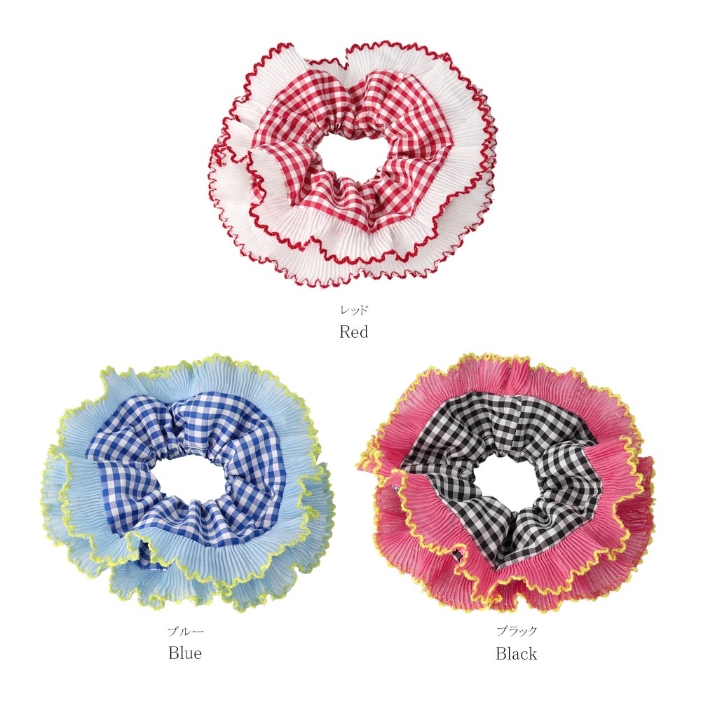 Frill Edge Checkered Big Scrunchie