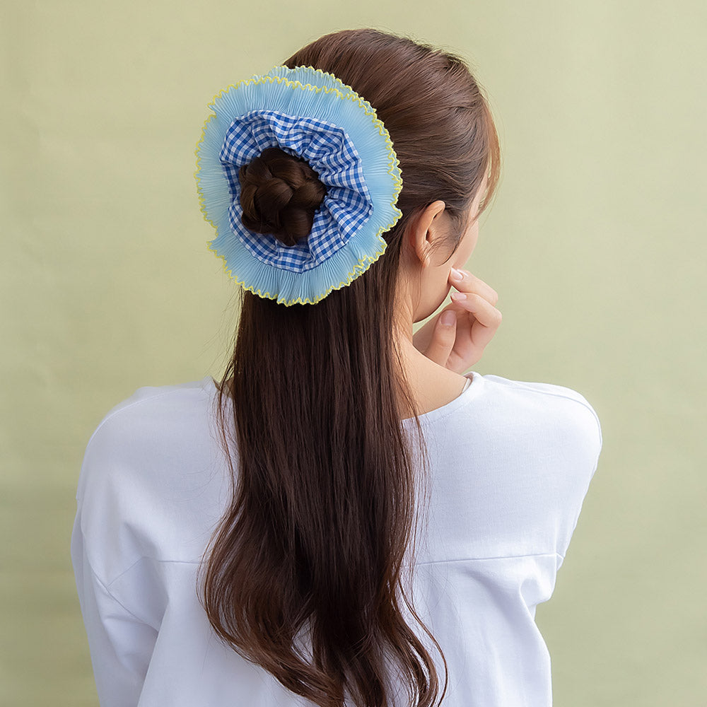 Frill Edge Checkered Big Scrunchie