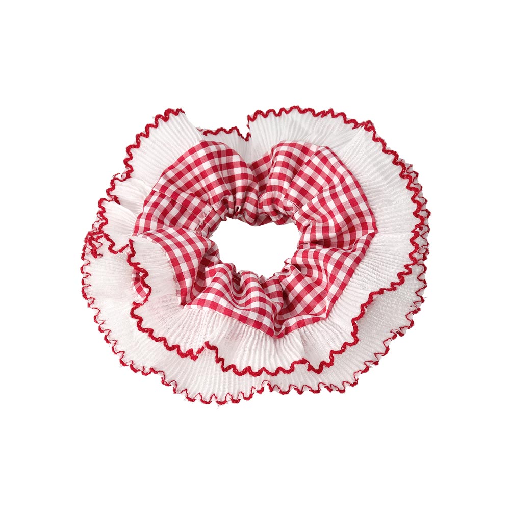 Frill Edge Checkered Big Scrunchie