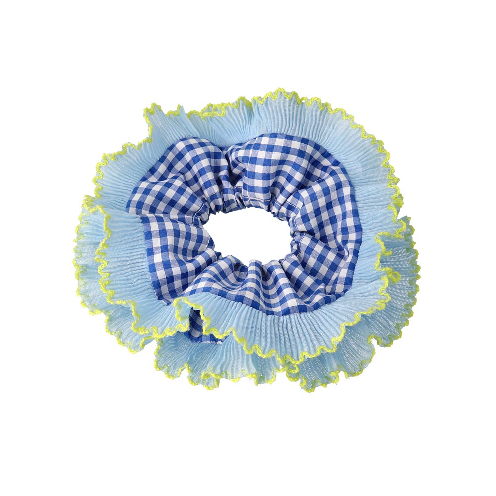 Frill Edge Checkered Big Scrunchie