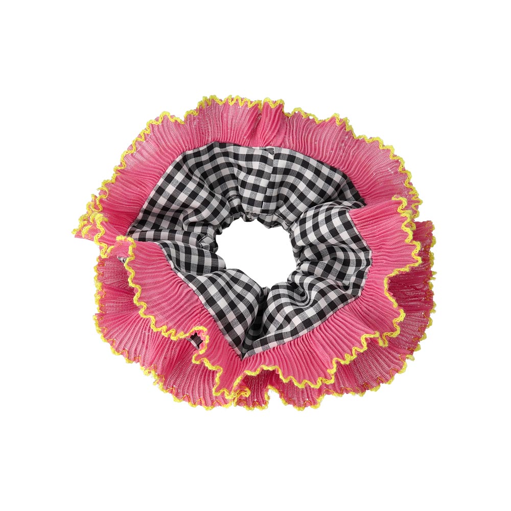 Frill Edge Checkered Big Scrunchie