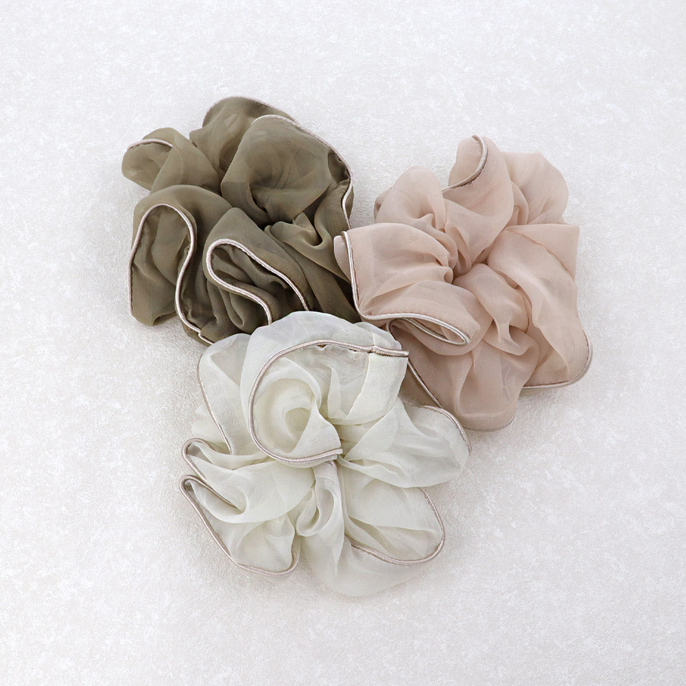 Trimmed Sheer Hair Scrunchie - osewaya