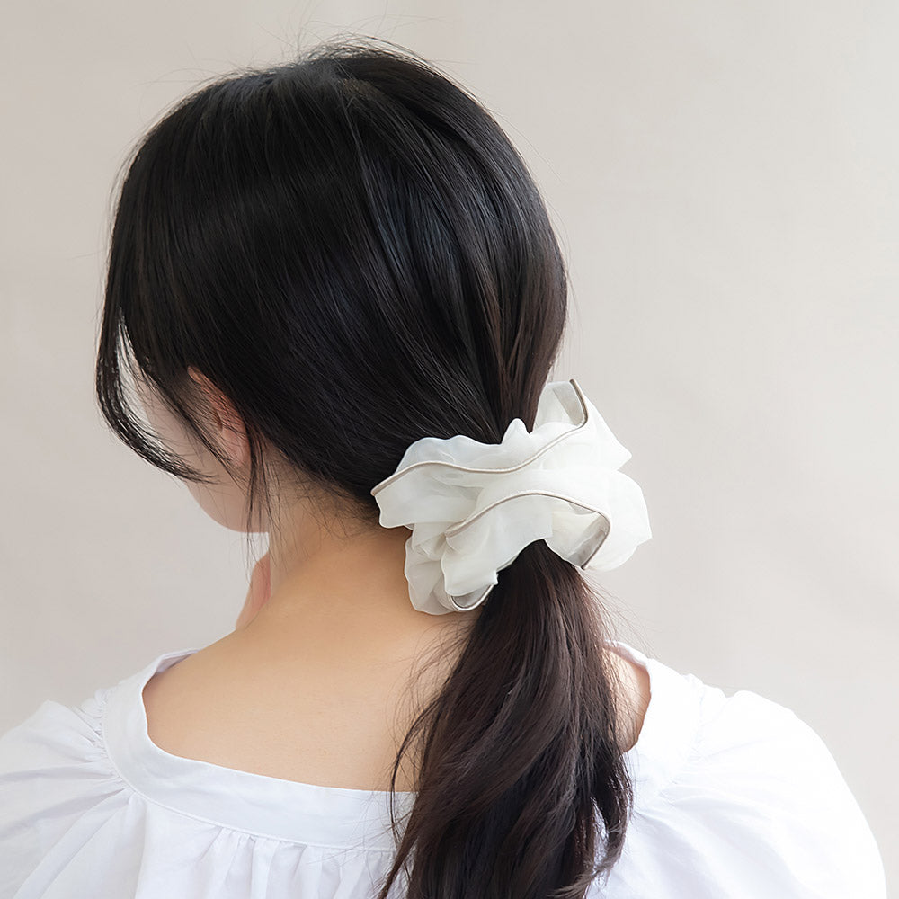 Trimmed Sheer Hair Scrunchie - osewaya
