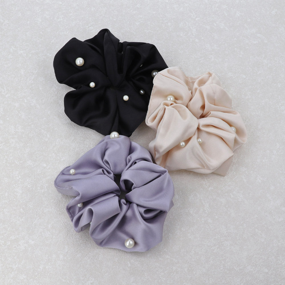 Pearl Encrusted Satin Scrunchie - osewaya
