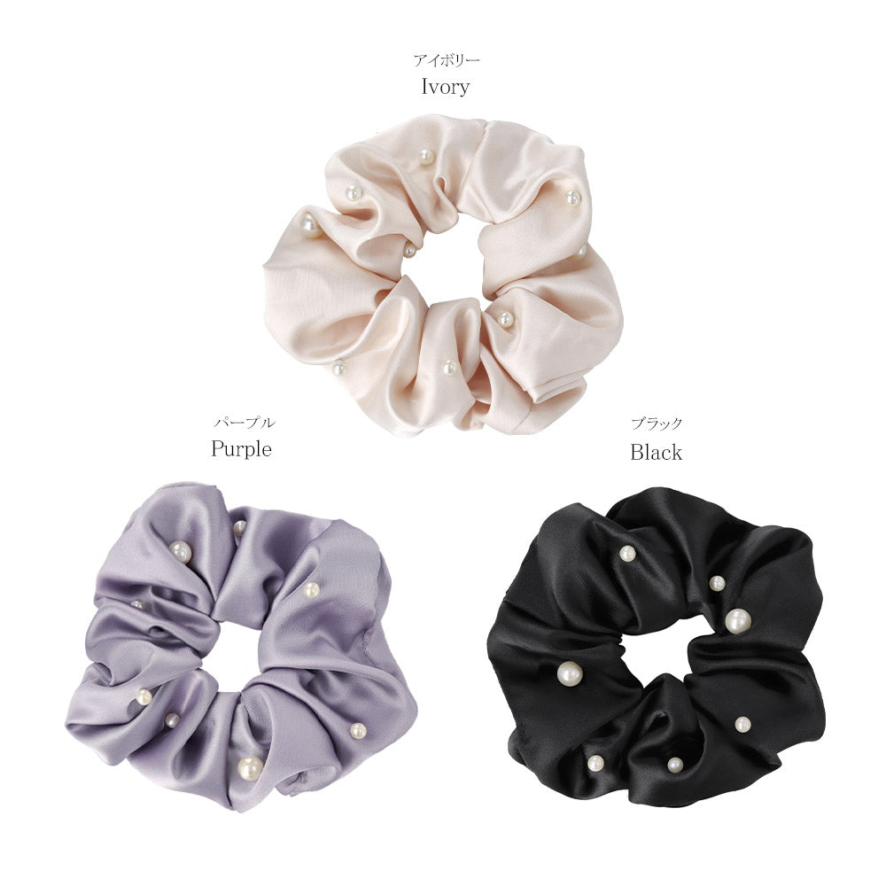 Pearl Encrusted Satin Scrunchie
