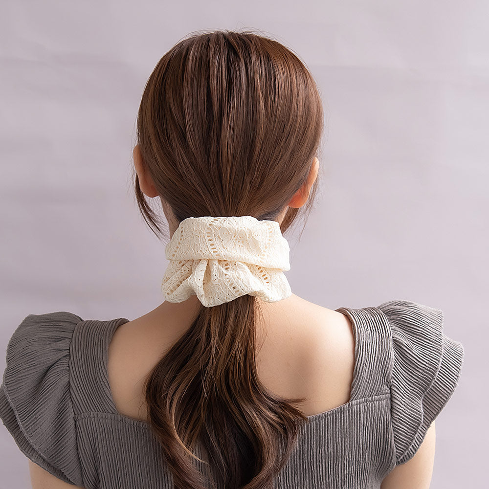 Flower Lace Neutral Scrunchie