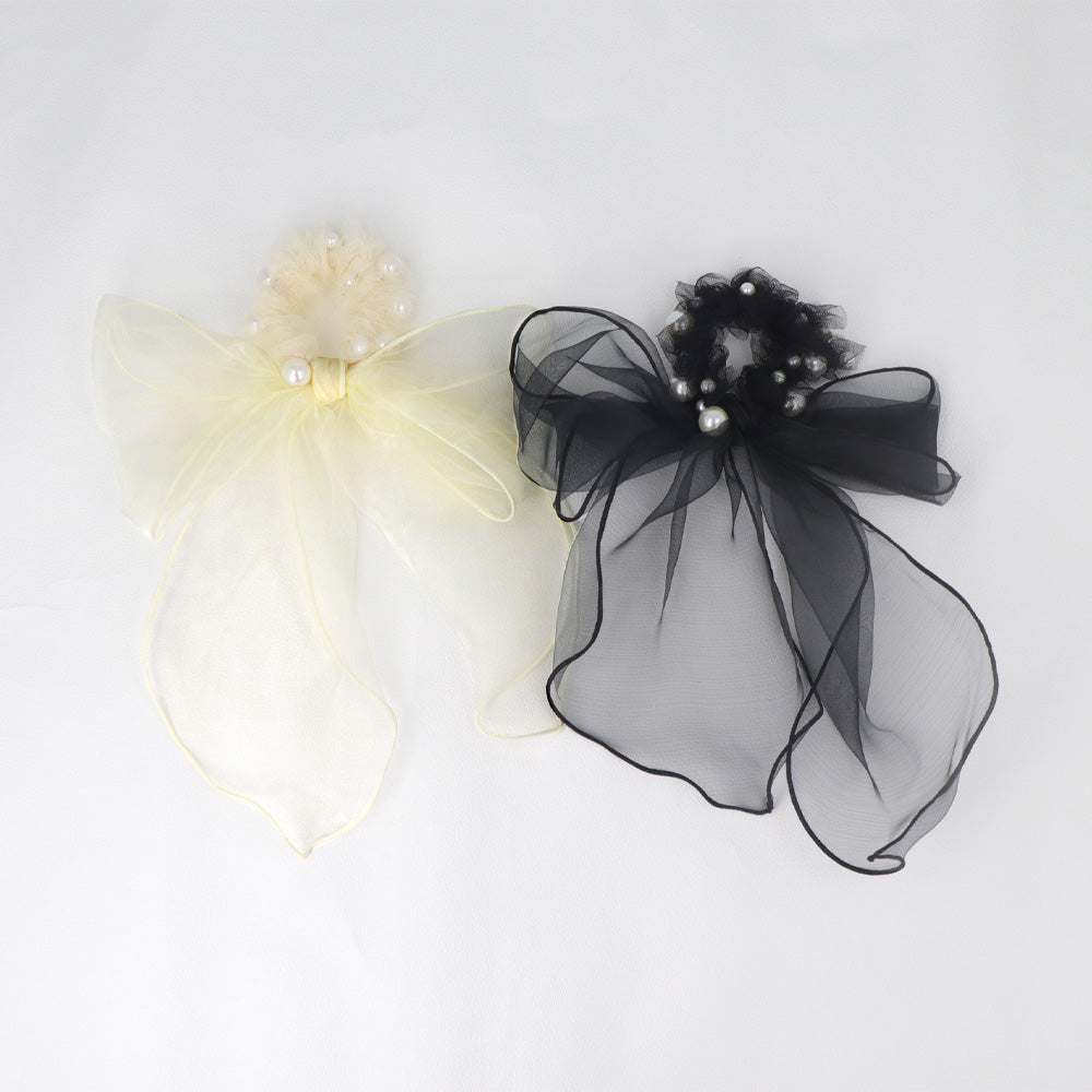Big Sheer Bow Pearlized Scrunchie - osewaya