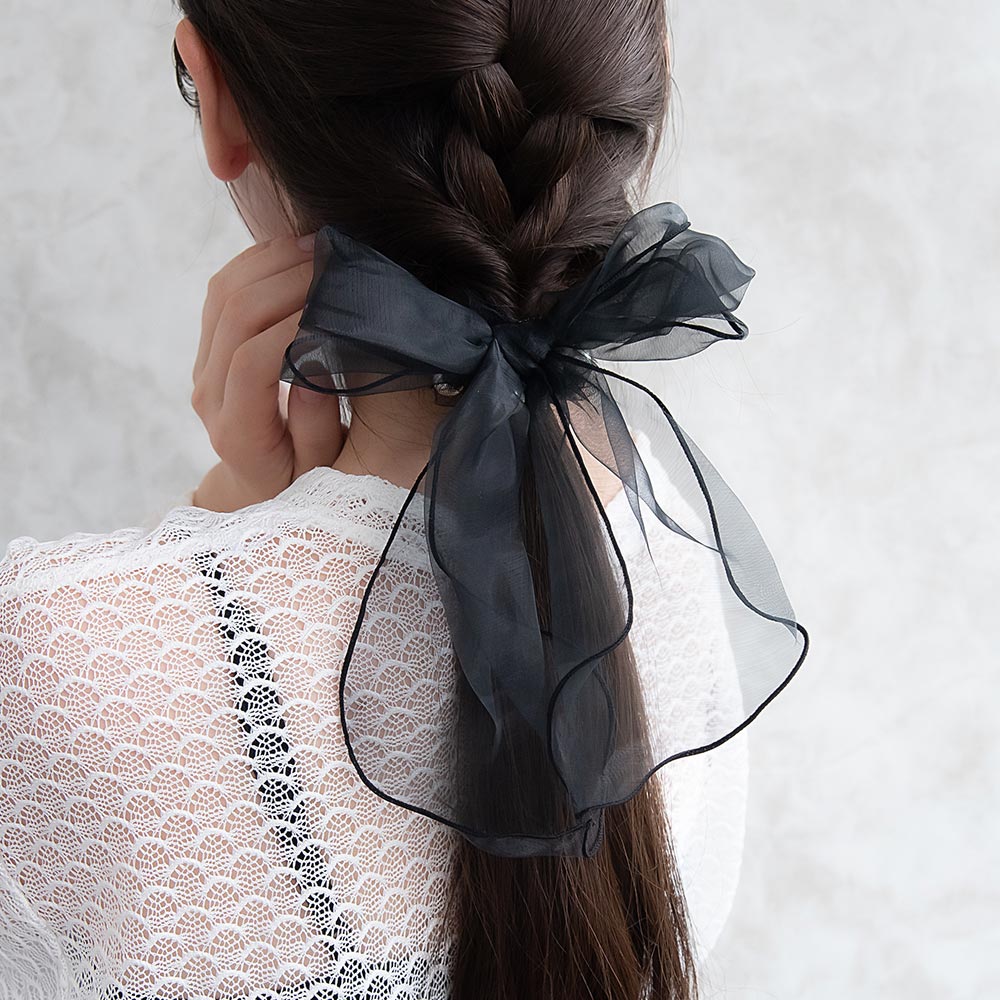 Big Sheer Bow Pearlized Scrunchie - osewaya