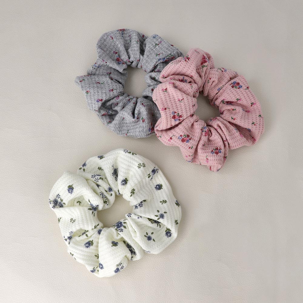 Floral Waffle Knit Scrunchie