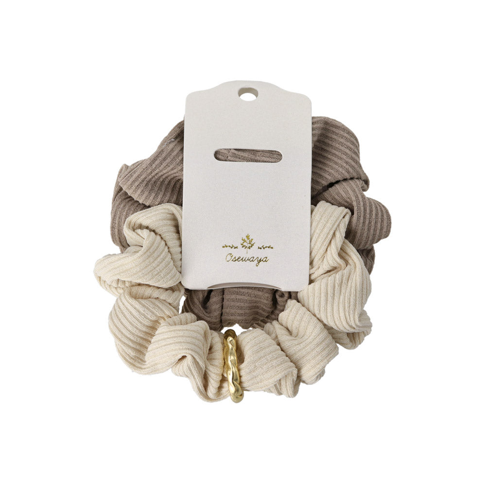 Ribbed Plain Scrunchie Set