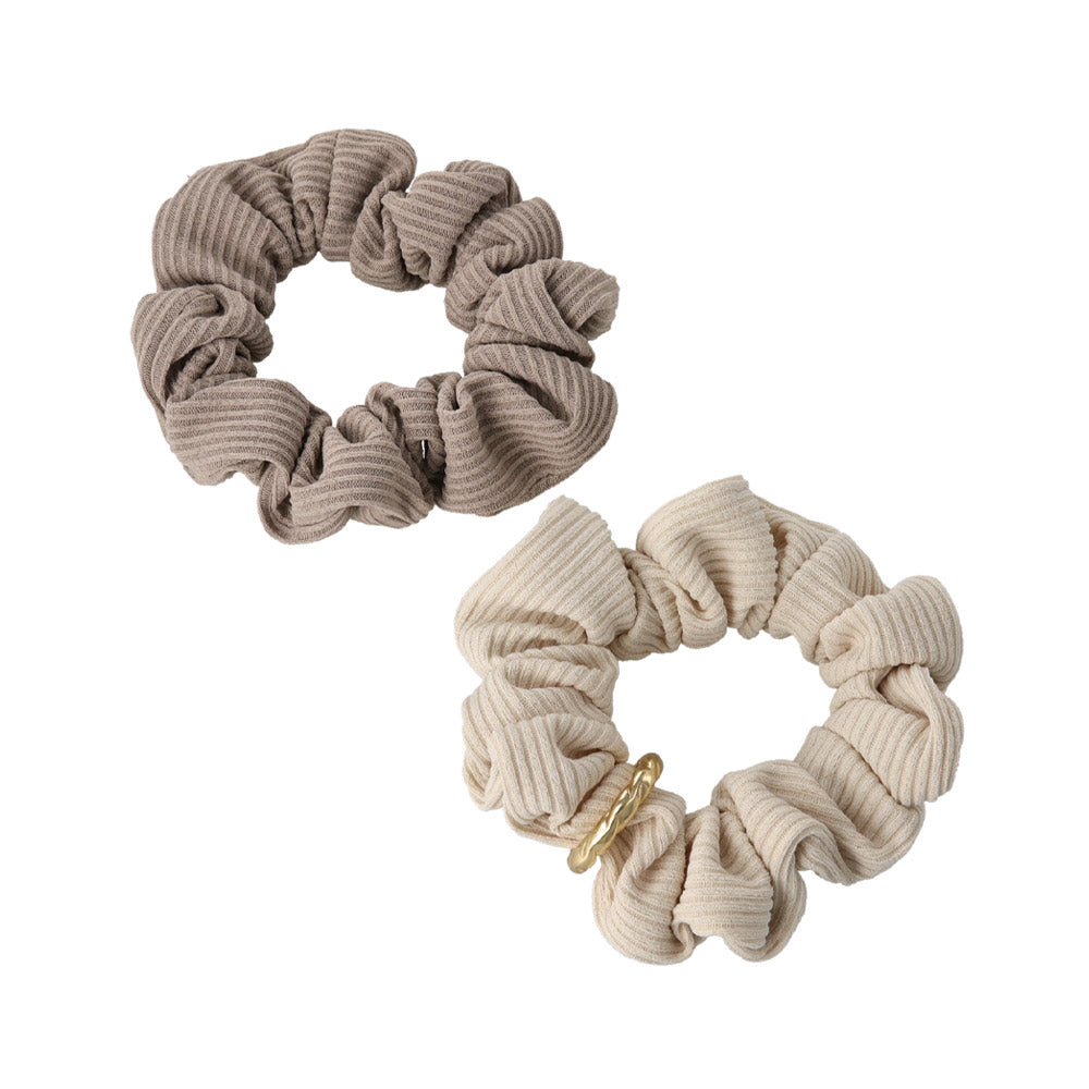 Ribbed Plain Scrunchie Set