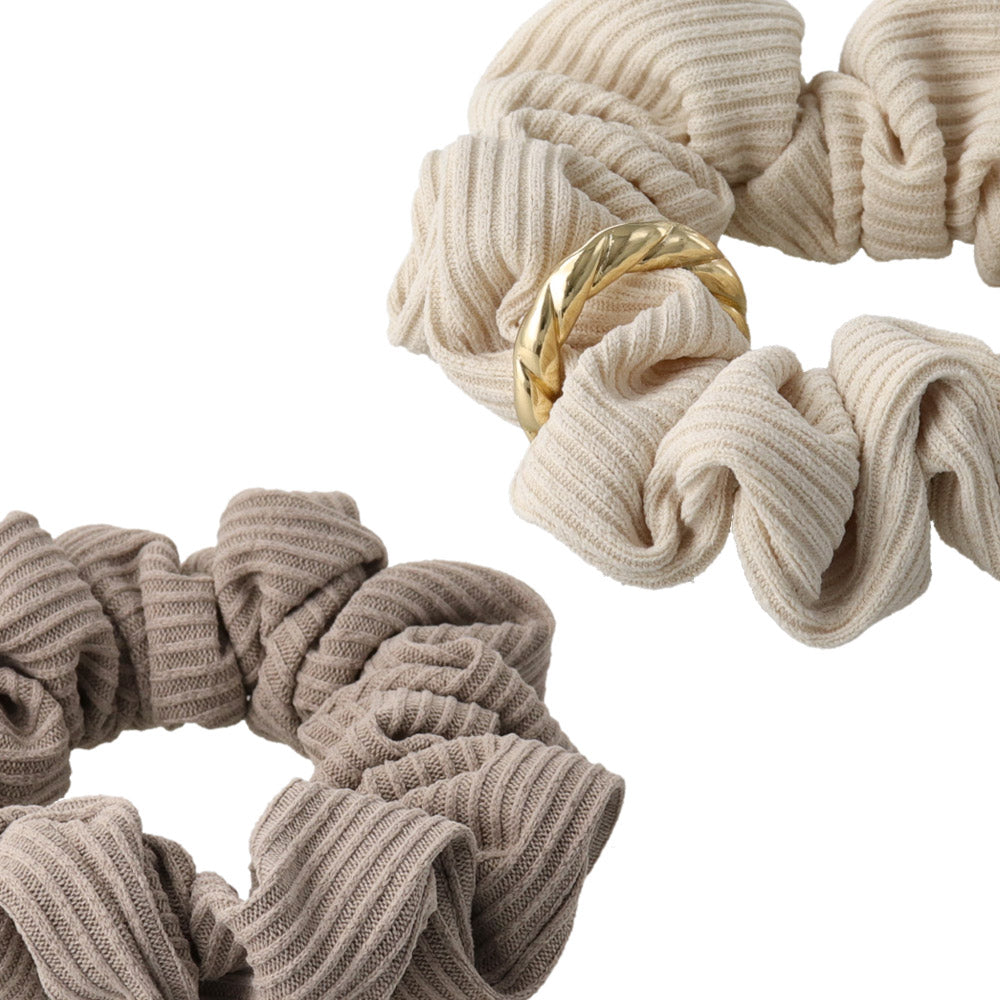 Ribbed Plain Scrunchie Set