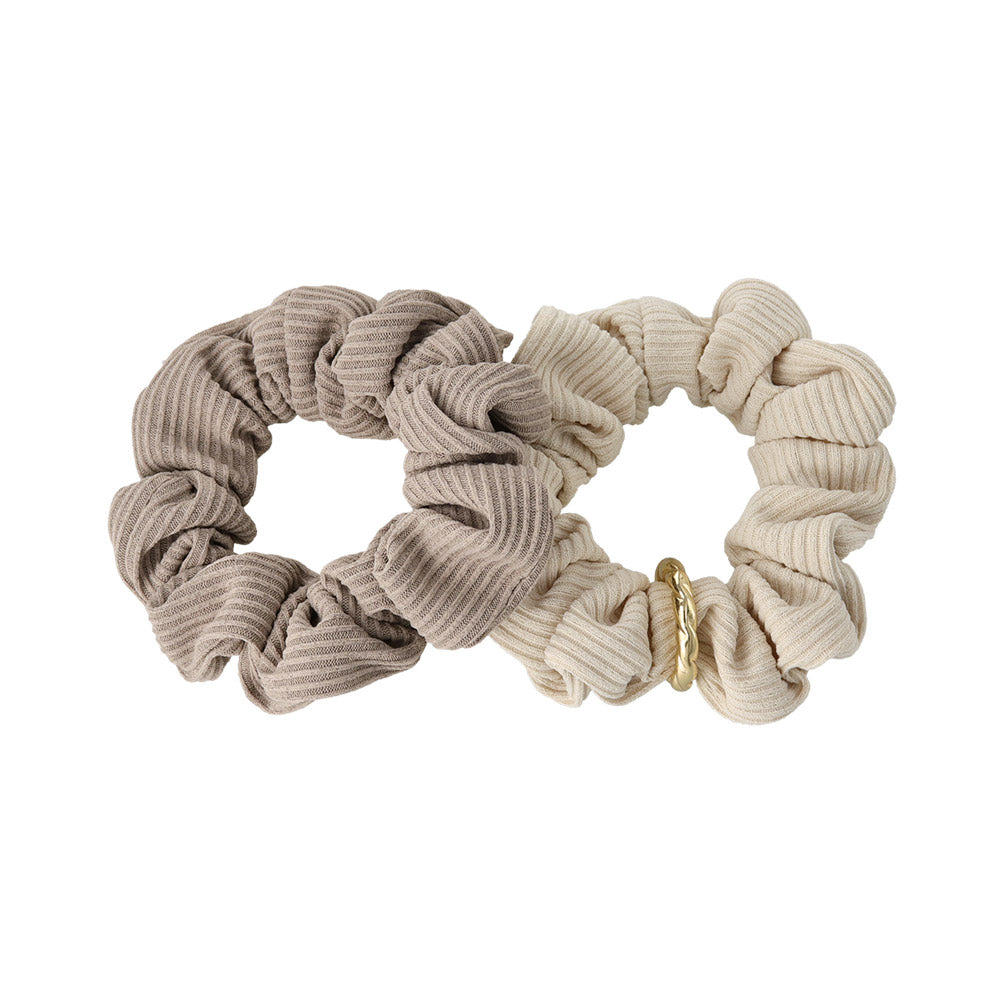 Ribbed Plain Scrunchie Set