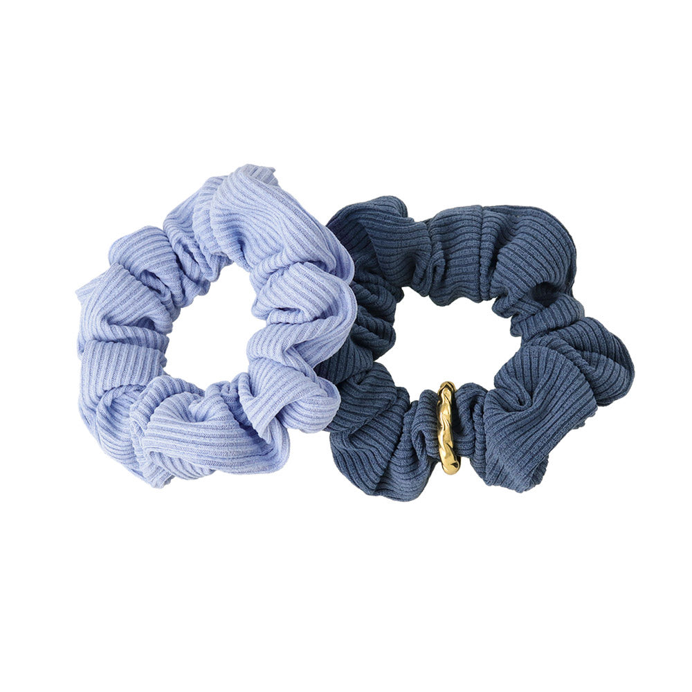Ribbed Plain Scrunchie Set