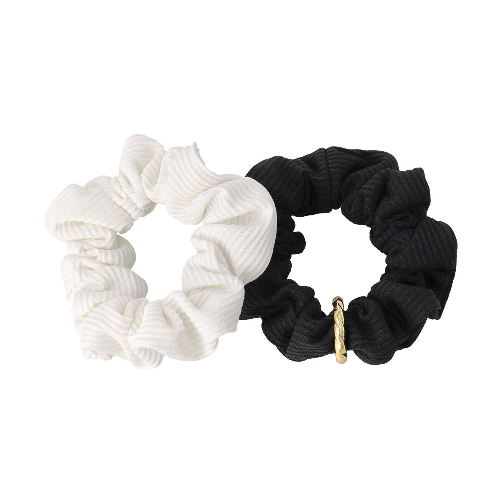 Ribbed Plain Scrunchie Set