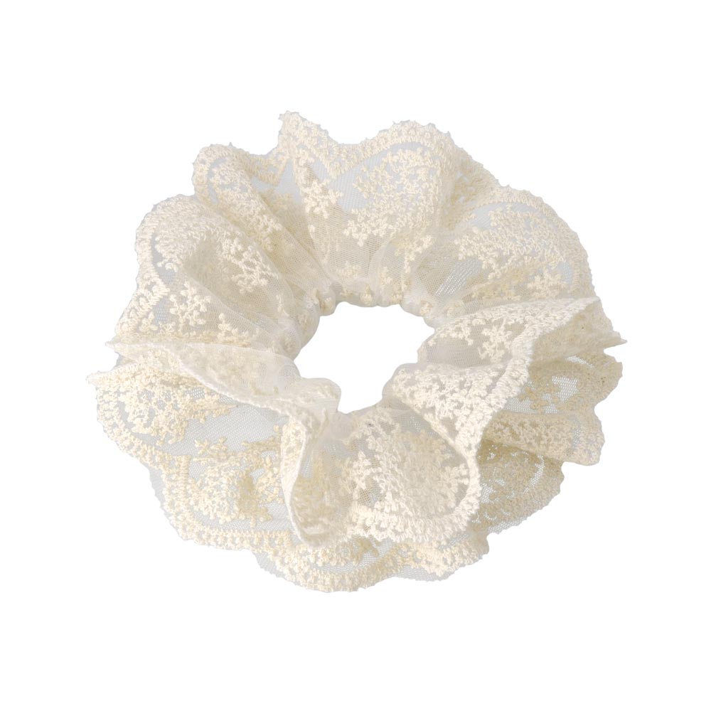 Embroidered Lace Scallop Scrunchie