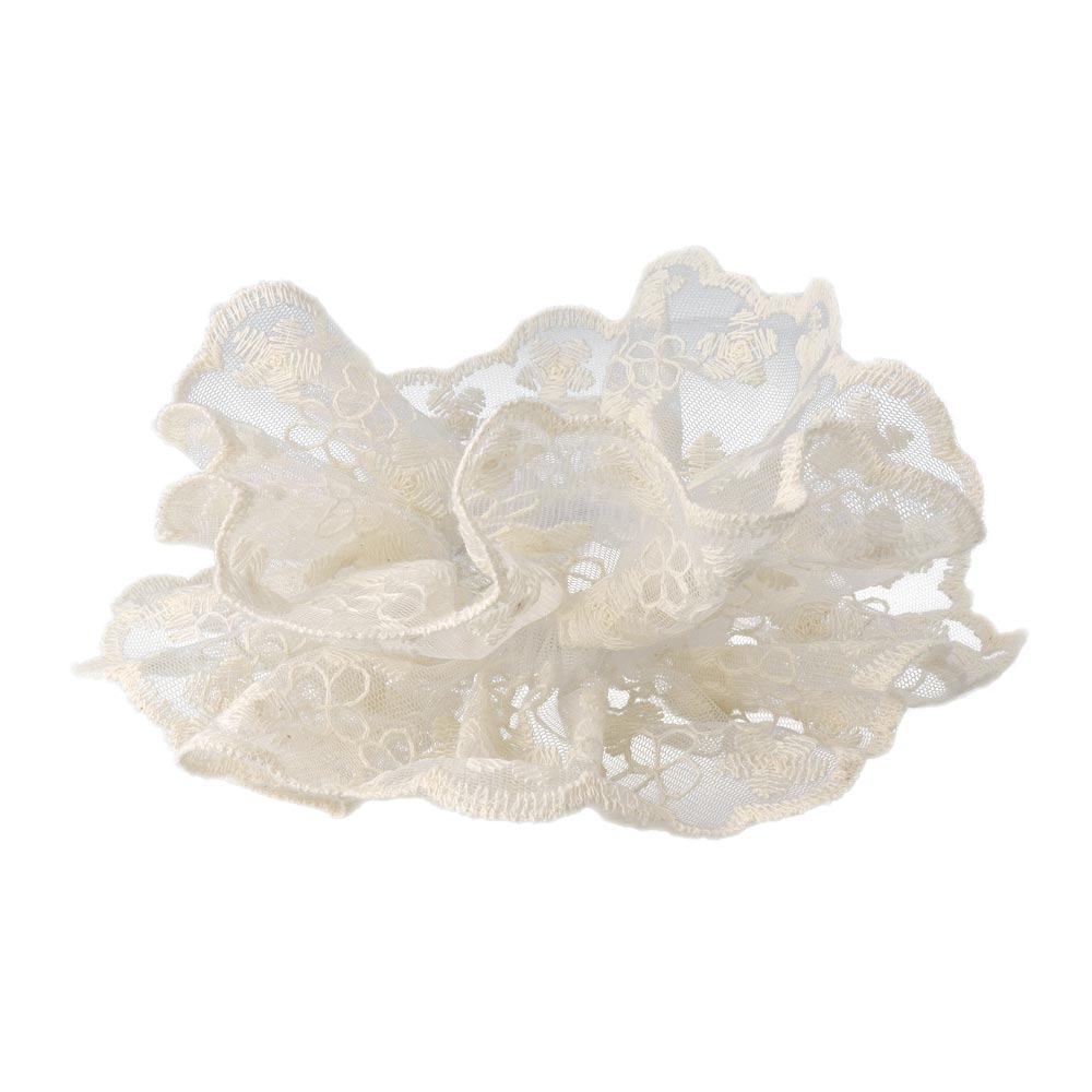 Flower Embroidery Lace Scallop Scrunchie