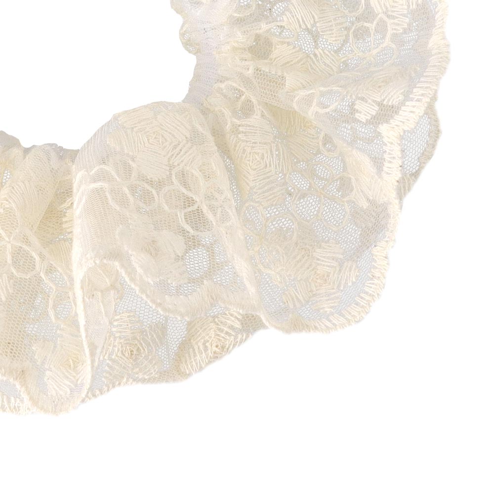 Flower Embroidery Lace Scallop Scrunchie