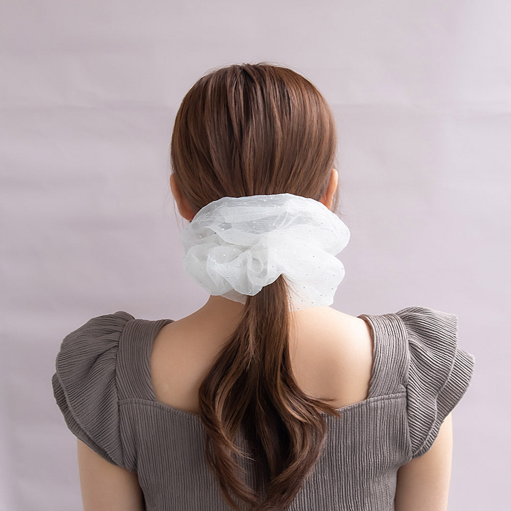 Large Dot Sheer Scrunchie - osewaya