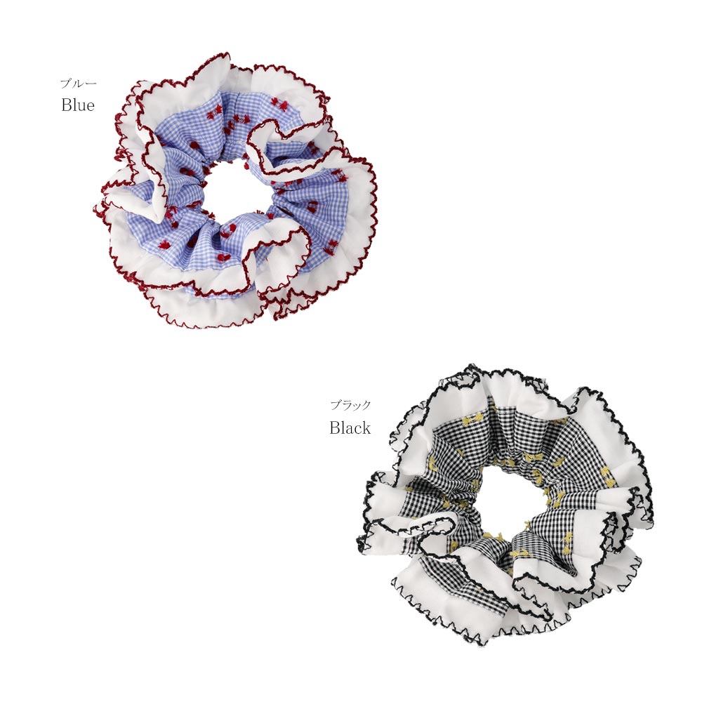 Gingham Scallop Scrunchie