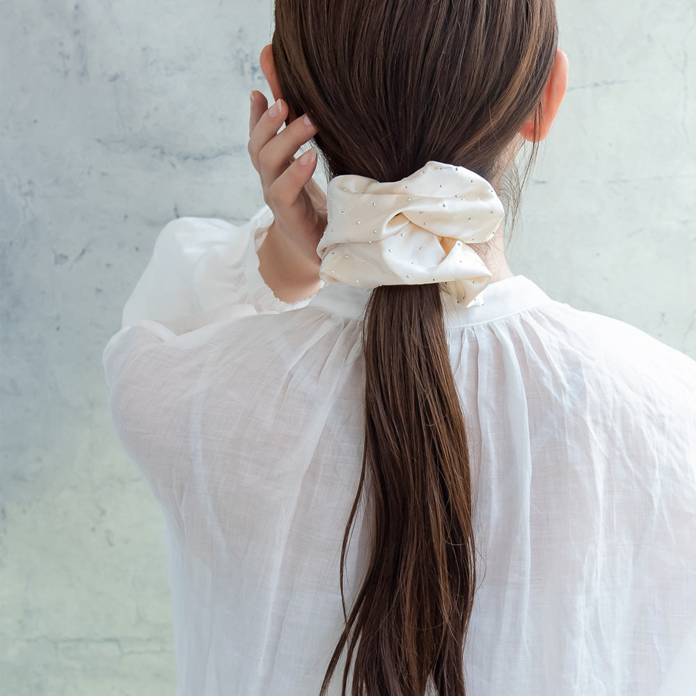 Metallic Dot Satin Scrunchie