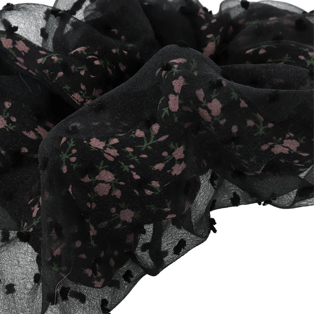 Black Dotted Lace Scrunchie