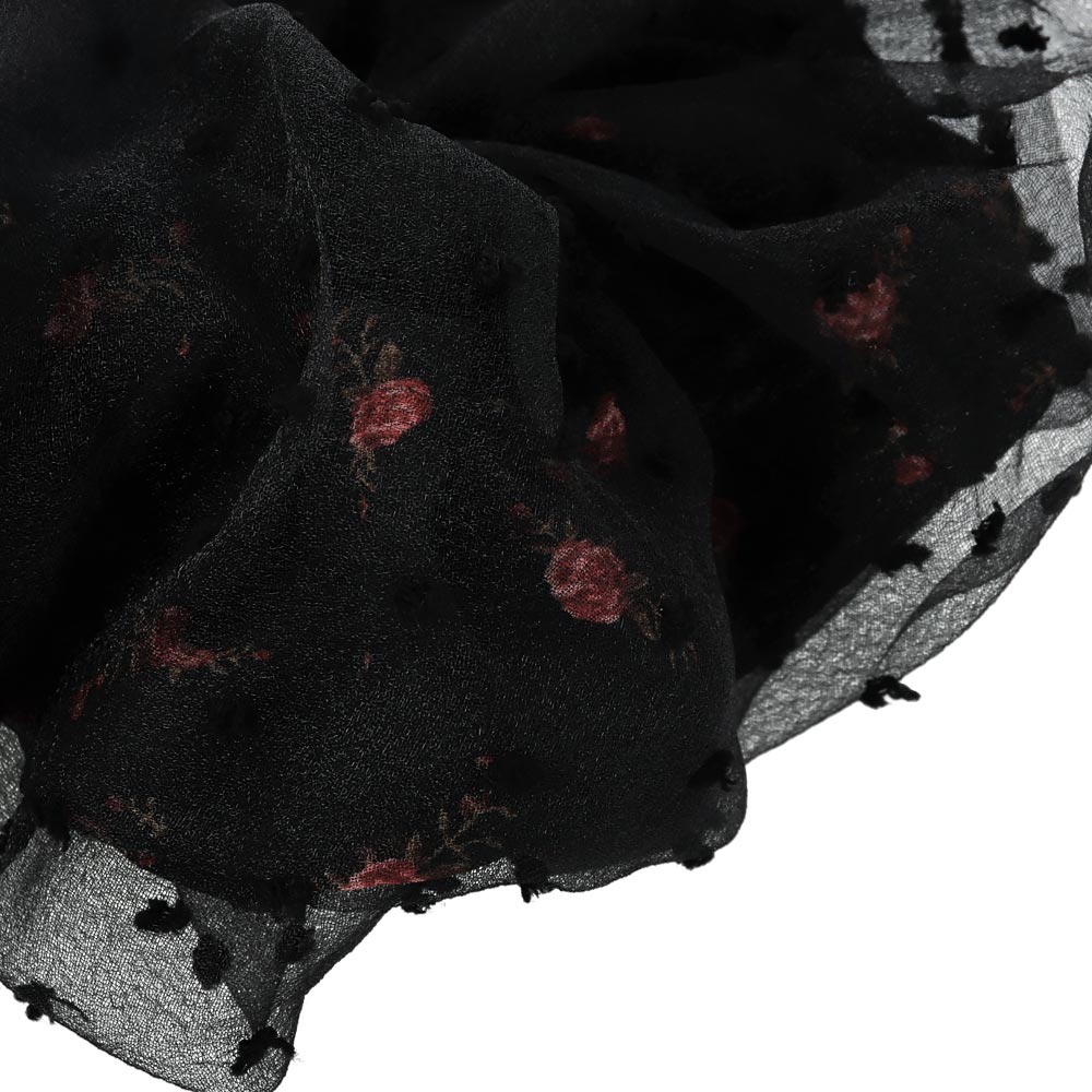 Black Dotted Lace Scrunchie