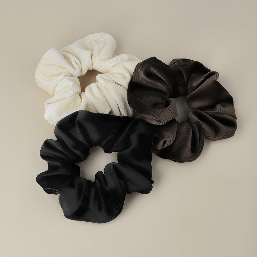 Neutral Tone Textured Velvet Scrunchie