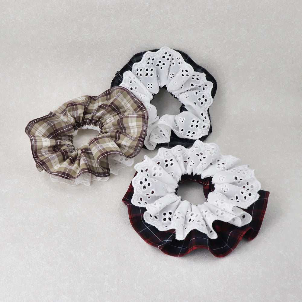 Lace and Plaid Layered Scrucnhie