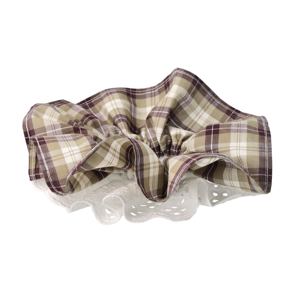 Lace and Plaid Layered Scrunchie