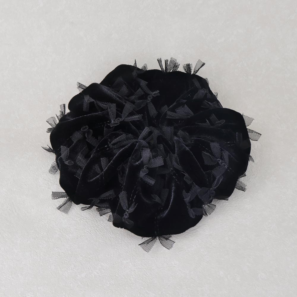 Sacattered Bow Black Velvet Scrunchie