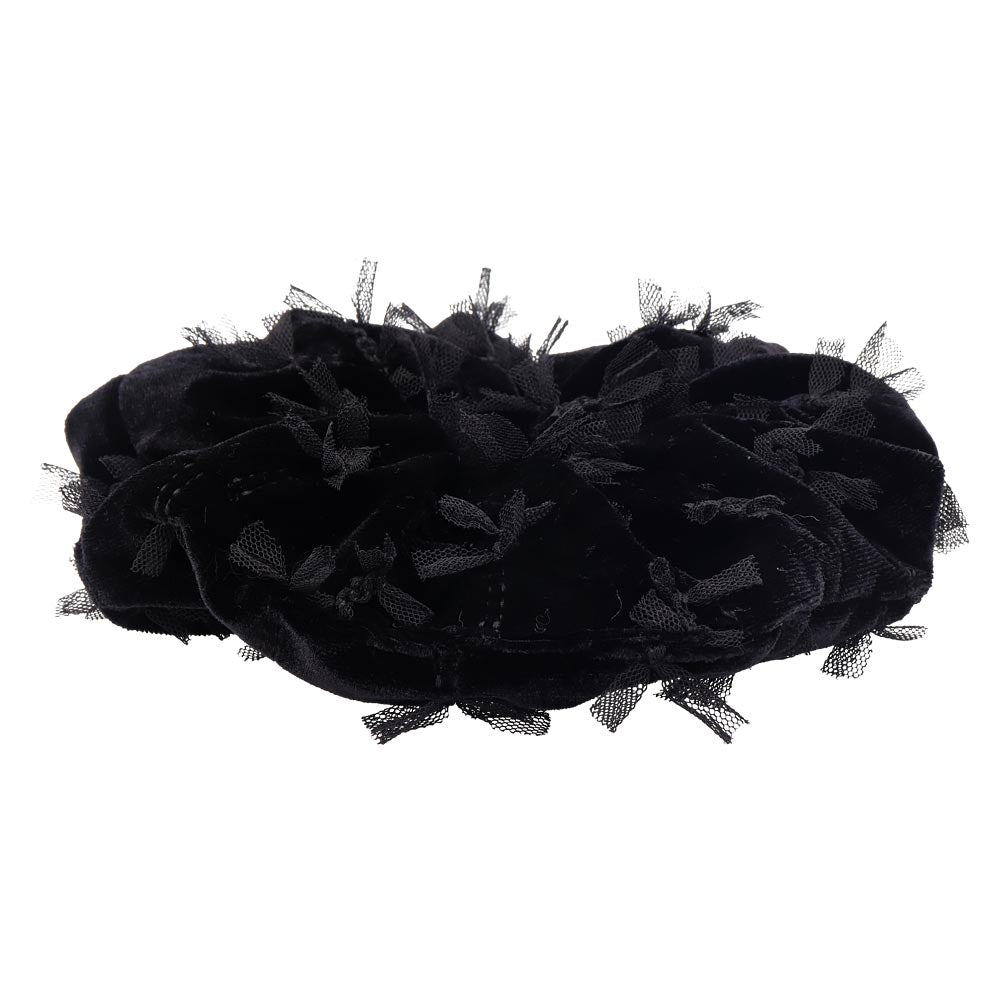 Scattered Bow Black Velvet Scrunchie