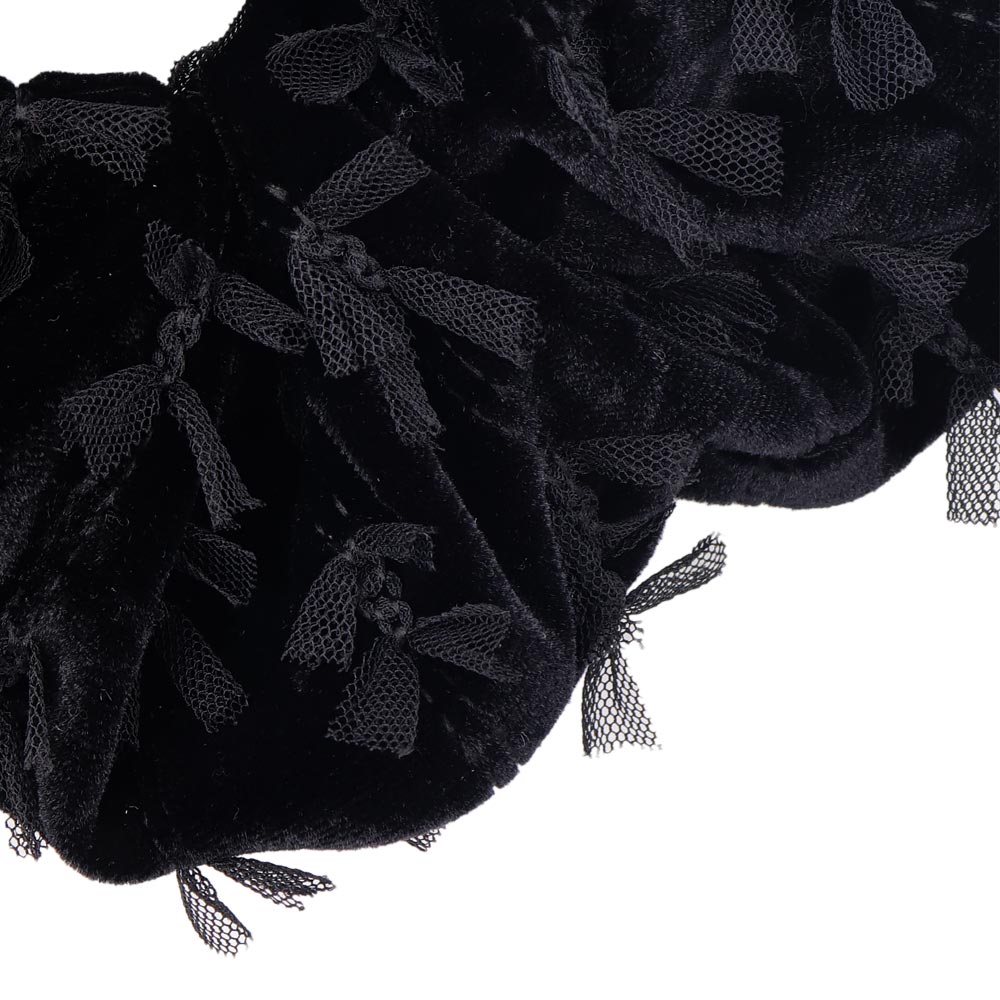 Scattered Bow Black Velvet Scrunchie