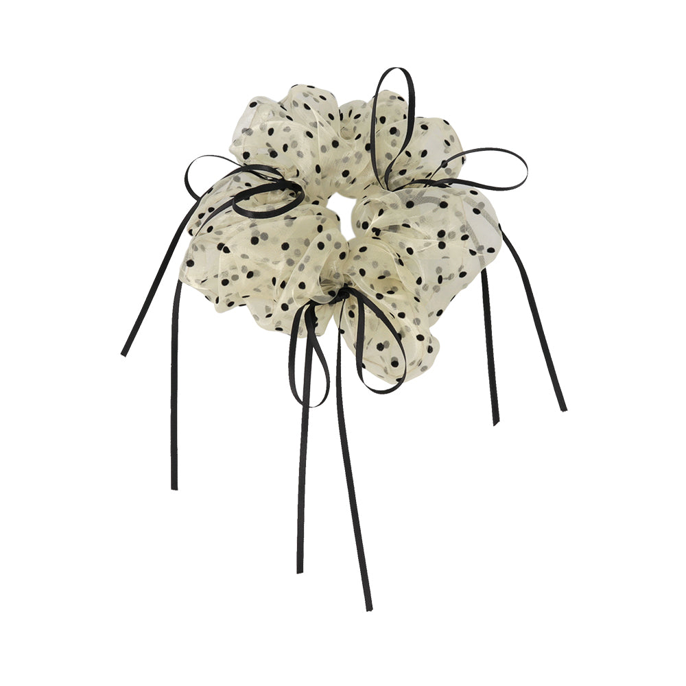 Skinny Bow Polka Dot Scrunchie
