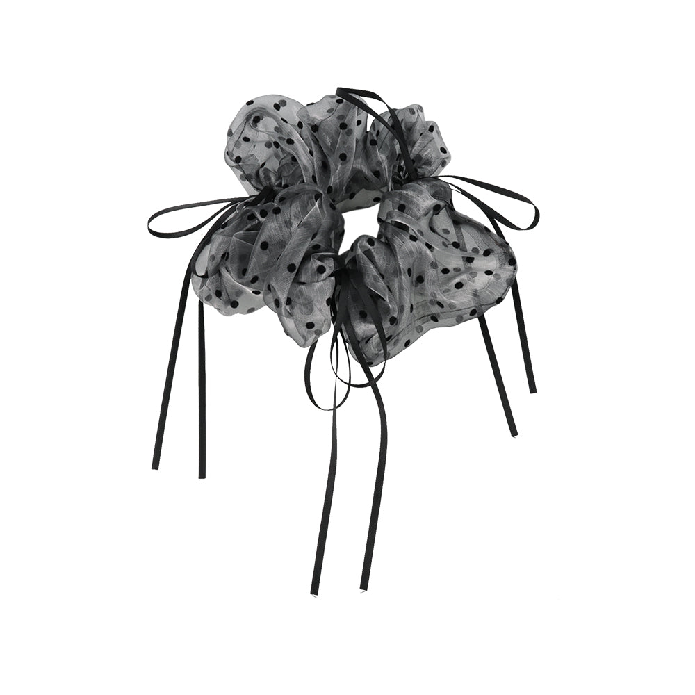 Skinny Bow Polka Dot Scrunchie