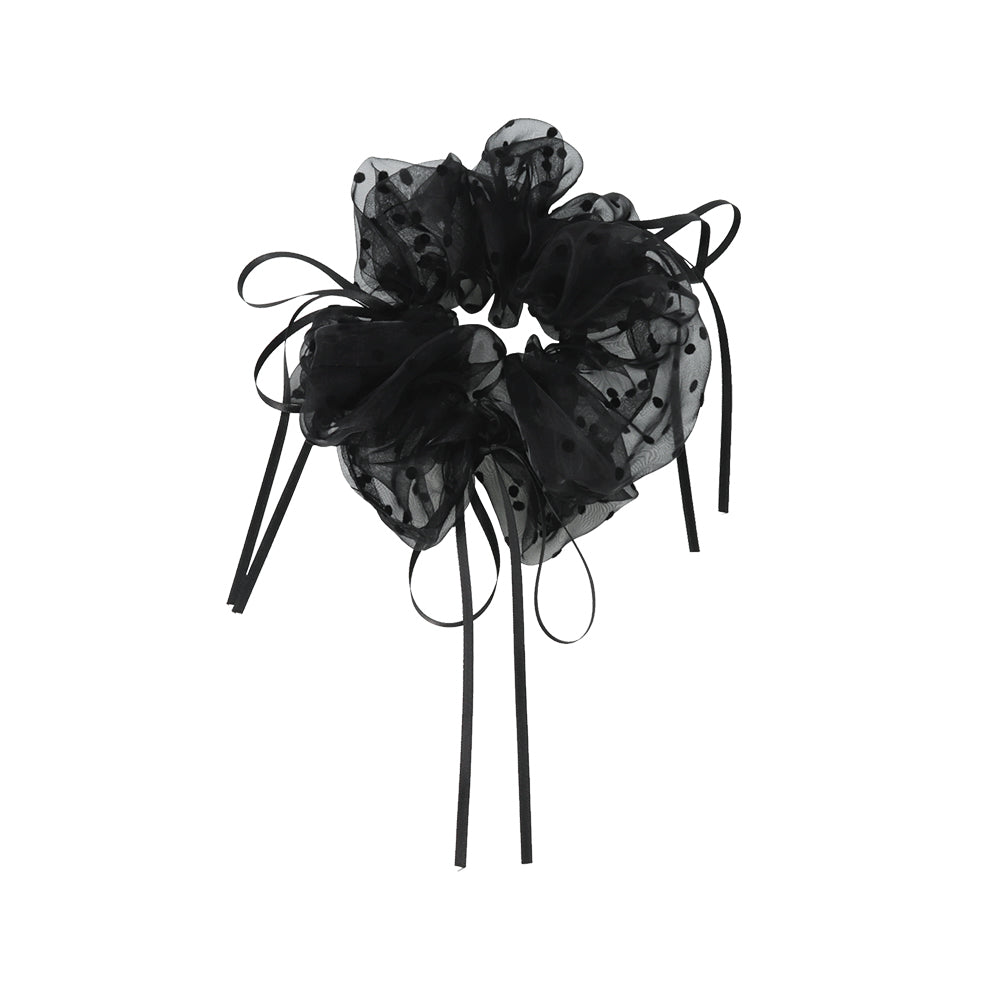 Skinny Bow Polka Dot Scrunchie